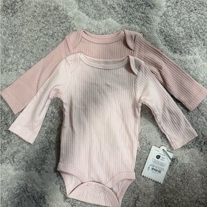 Cloud Island Pink and Light Pink,  2 Baby Bodysuit Set 0-3 m 100% cotton..#875